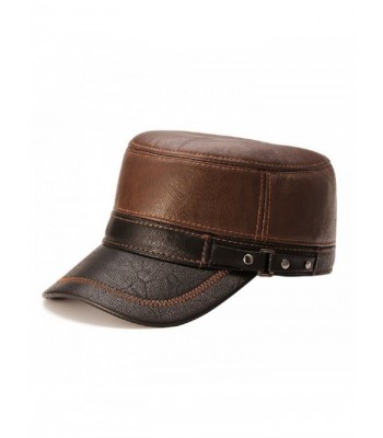 Kyson Unisex PU Leather Earflap Earmuffs Baseball Cap Black Brown Adjustable Golf Outdoor Hat - Brown - CA12NA4KUF9