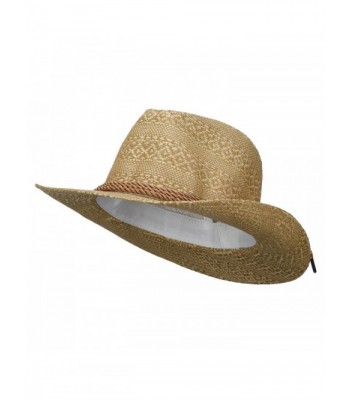 Men's Mix Braid Large Brim Fedora - Tan - CD11WTIYC11