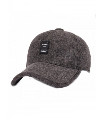 King Star Mens Winter Warm Wool Baseball Caps Hat With Fold Earflap - Brown - CJ188ILDN8Z