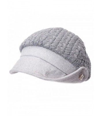 SIGGI 50%/100% Wool newsboy Cap Winter Hat Visor Beret Cold Weather Knitted - 89110_grey - CK187K003GW