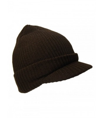 THS Knit Jeep Watch Cap Visor Beanie Ski Cap (One Size- Brown) - C5129TT5UO5