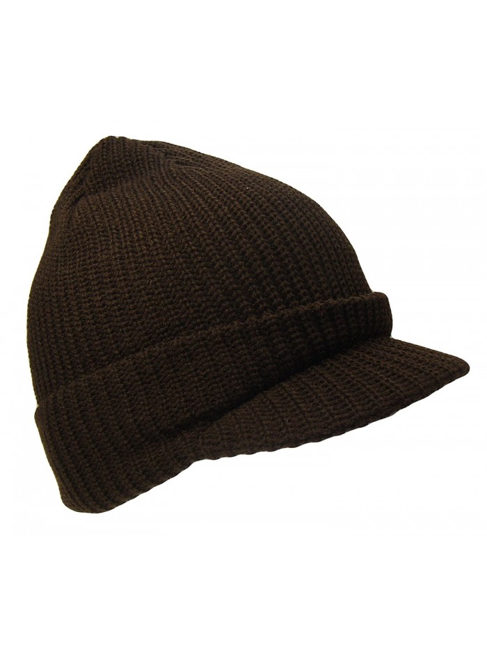 THS Knit Jeep Watch Cap Visor Beanie Ski Cap (One Size- Brown) - C5129TT5UO5