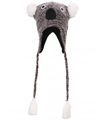Simplicity Knit Animal Winter Fleece Ski Beanie with Ear Flaps - Koala - CV11OJDNM6F