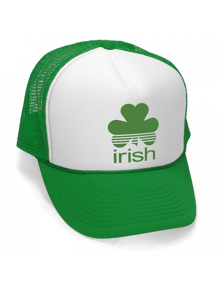 Megashirtz - Irish - Vintage Style Trucker Hat Retro Mesh Cap - Green - C711K7JO8XL