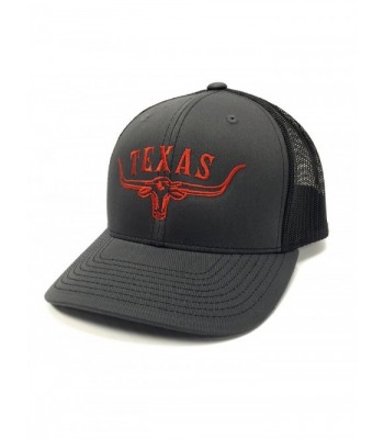 Texas Longhorn Lone Star State Hat Embroidered Mesh/Twill Cap - Black/Charcoal/Burnt Orange - CJ12D4H5G33