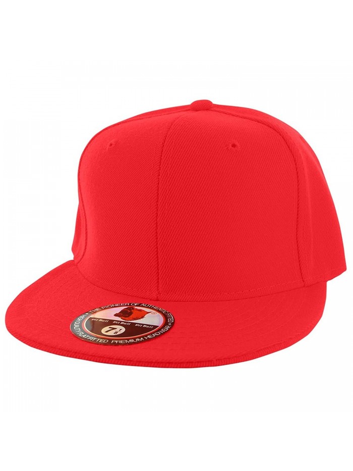 Pit Bull Plain Colors Flat Bill Visor Fitted Hat Baseball Cap (25+ Colors 9 Sizes) - Red - C511W4NMR8L