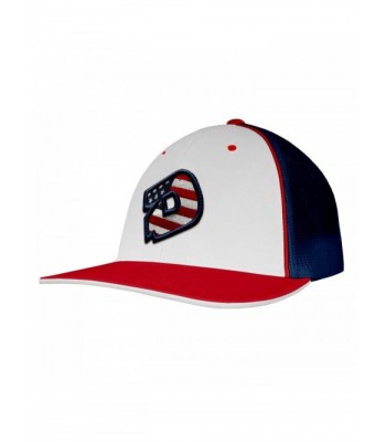 DeMarini D White/Red/Navy Flexfit Trucker Hat - CO12FLIB8PD