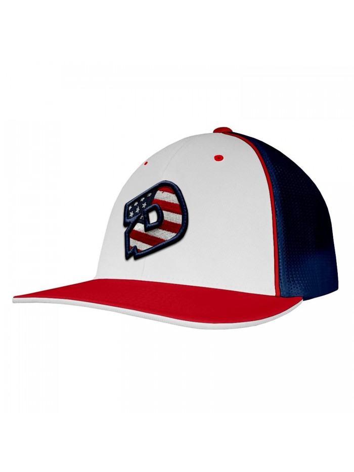 DeMarini D White/Red/Navy Flexfit Trucker Hat - CO12FLIB8PD