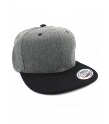 Plain Blank Solid Color Flat bill Adjustable Snapback Cap Hat - H.dk Grey/Black - C2185MAXO64