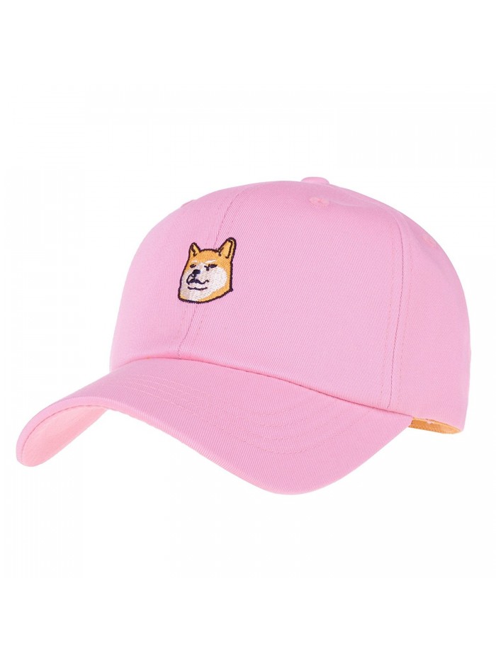 WITHMOONS Ball Cap Dog Embroidery Shiba Inu Doge Hachi-KO KR1304 - Pink - CP12FD17KPZ