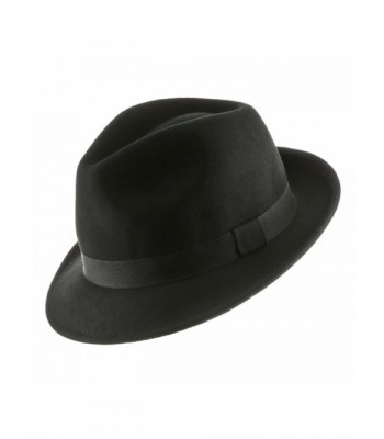 Wool Felt Trilby Snap Brim Fedora Hat - Black - CB11OPP2KCJ