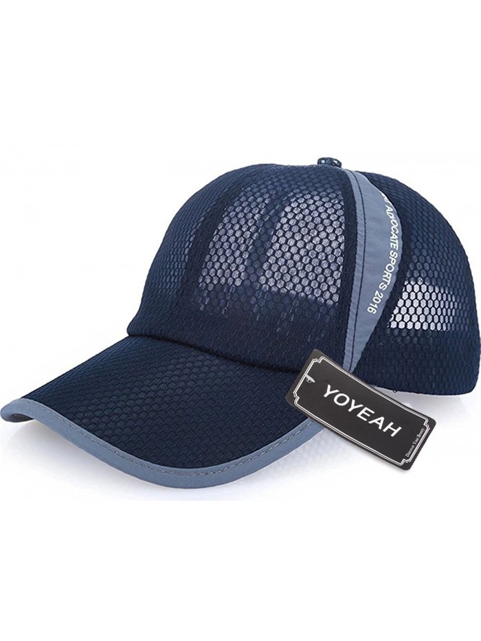 YOYEAH Men and Women Snapback Baseball Cap Sun Hat Outdoor Sports Mesh Hat - Navy Blue - CA183IUE3EN