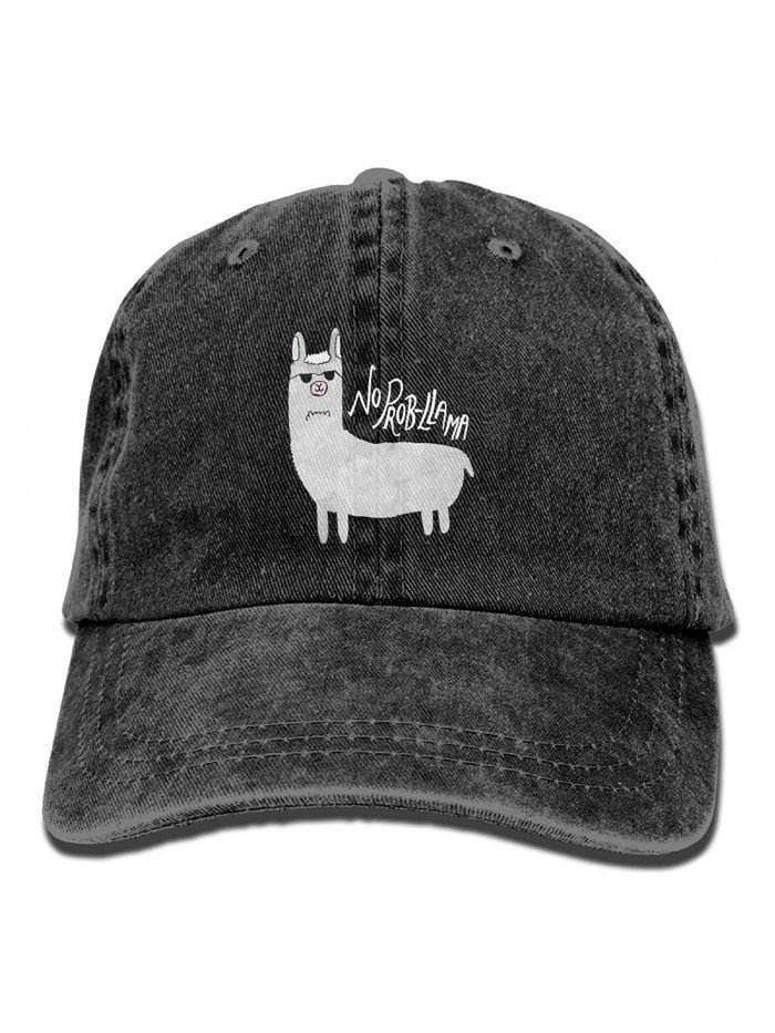 No Prob-llama Adjustable Adults Custom Denim Hat For Mens Womens Lovers Cap - Black - CV1880SGWM5