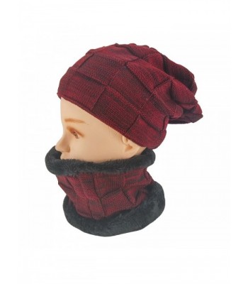 Ledamon Winter Slouchy Beanie Cable Knit Skull Hat Warm Scarf Thick Ski Cap For Men Women - Wine Red/Unisex - CC186SX20TO