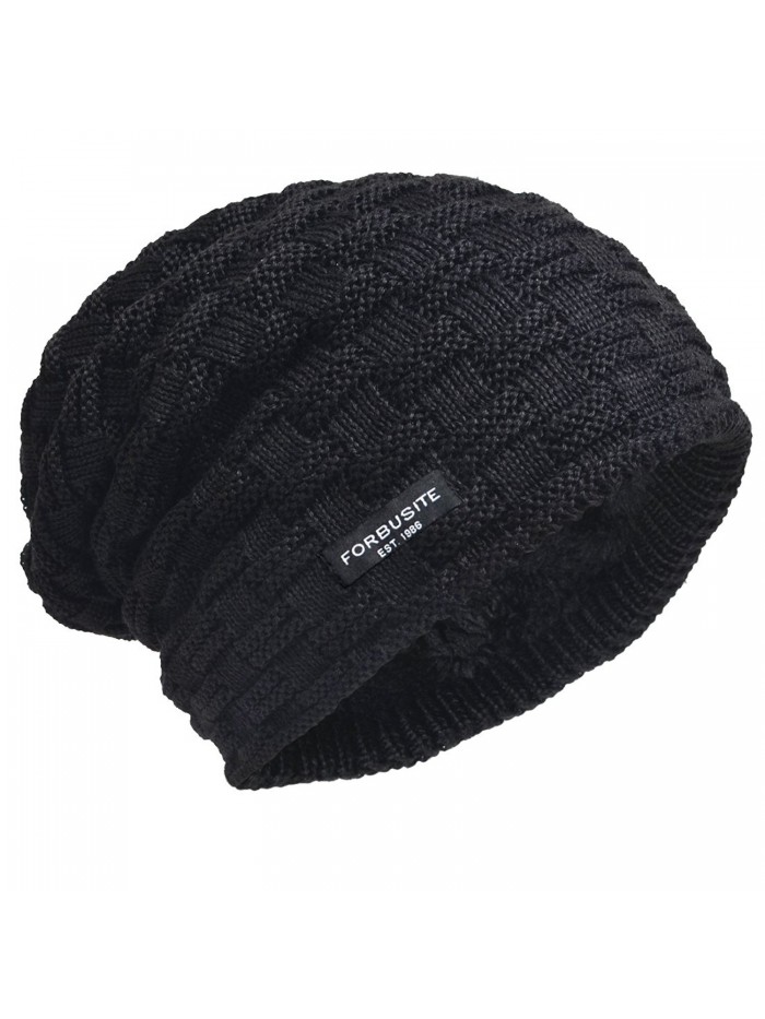 VECRY Men Knit Beanie Hat Thick Fleece Lined Winter Skull Cap B5050 - Check-black - CY12OCHSS2Y