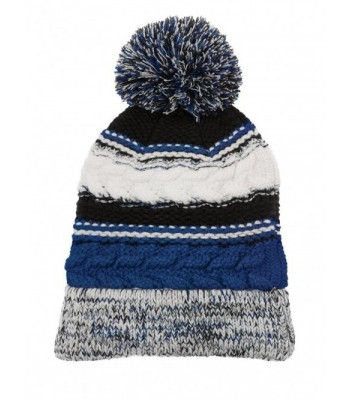 Dri-Wick Cable Knit Winter Pom Pom Beanie Hat in Team Colors - True Royal/ Black/ Whitetrue Royal/ Black/ White - C41884SNS37