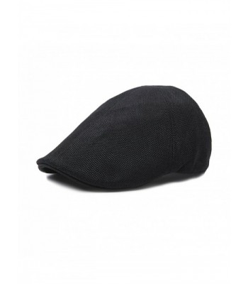 SUMOLUX Mens Newsboy Cap Linen Irish Hat Gatsby Ivy Hunting Pure Cabbie Caps - Black - CA1858LEM0M
