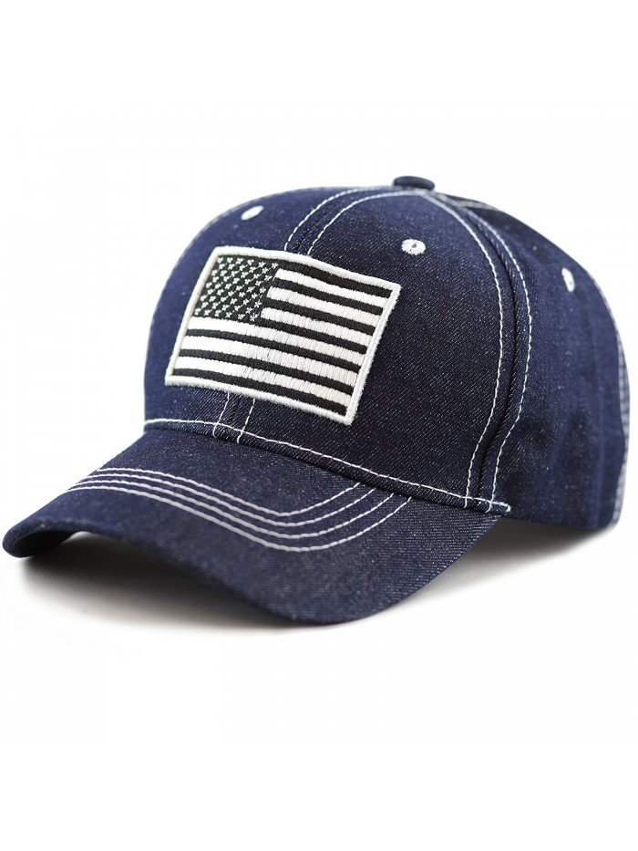 The Hat Depot Unisex USA Flag Contrast Stitching One Size Tactical Cap - Dark Denim - CG12N342JZF