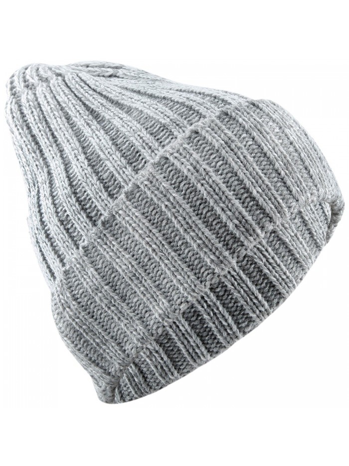 squaregarden Beanie Hats for Men Women-Winter Warm Baggy Ski Hat Knit Slouchy Cap - Grey & White - C6189I5G4K9