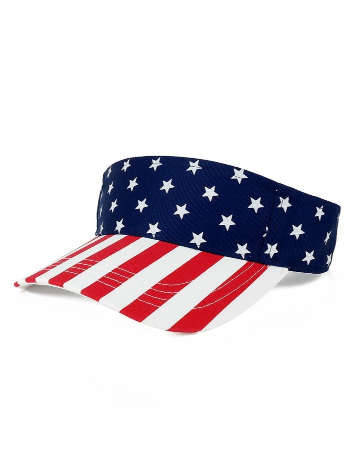 American USA Flags Stars and Stripes Patriotic Twill Cotton Visor - Flag - CR12CUEKNNJ