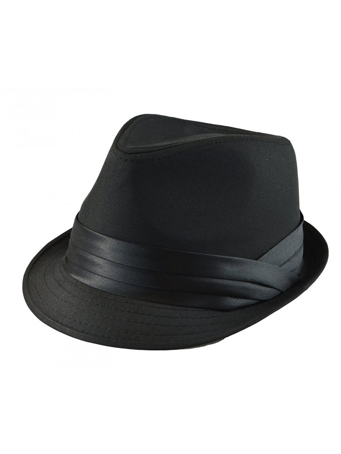 Mens Classic Fedora Plain Basic Solid Trilby Short Brim Hat S/M- L/XL AVL Black - CO12C50MEHL