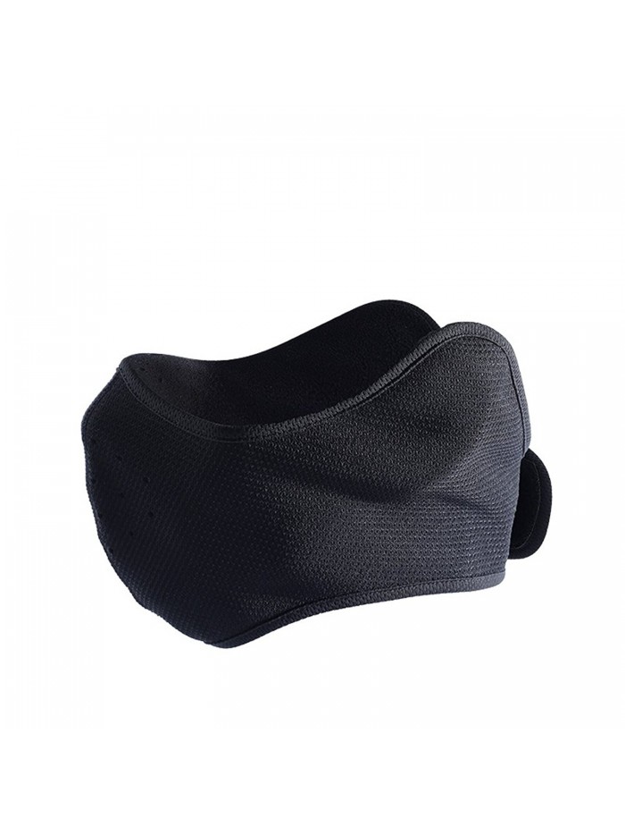 Outdoor Sports Black Fleece Windproof Anti Haze Dust Half Face Mask with Ear Warmer - Black - CJ187CME42W