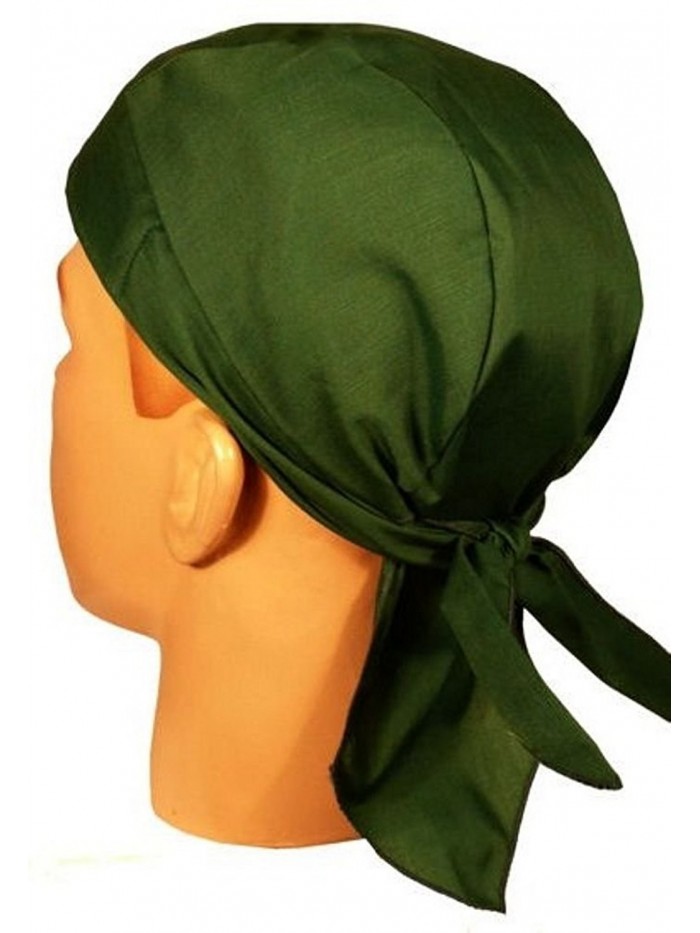 Skull Cap Biker Caps Headwraps Doo Rags - Hunter Green - CM12O74T4KY