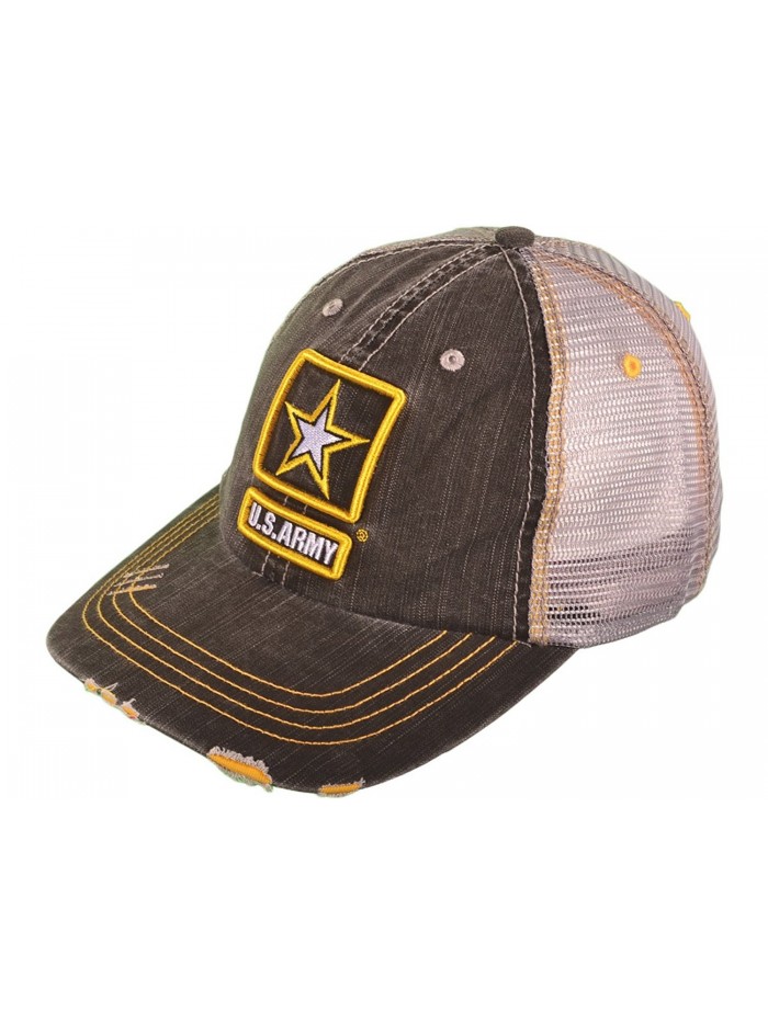 US Army Low Profile Unstructured Cotton Twill Distressed Trucker Hat - CY127PXL8Z7