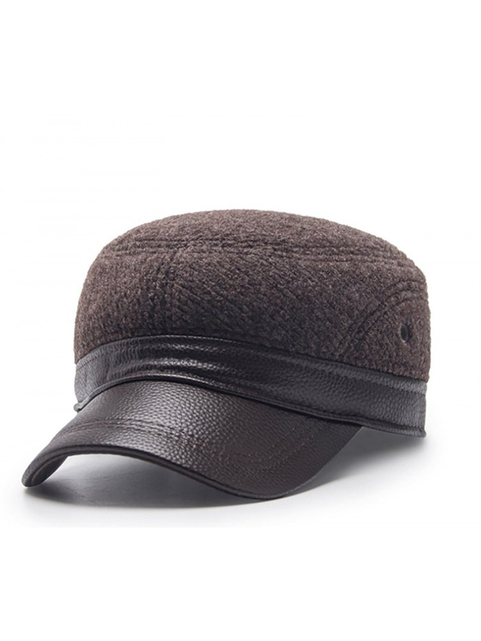 Scott Edward Warm Winter Cap Dome Hat Baseball Cap With Ear Flaps For Men - Coffee - CF187LIHHOY