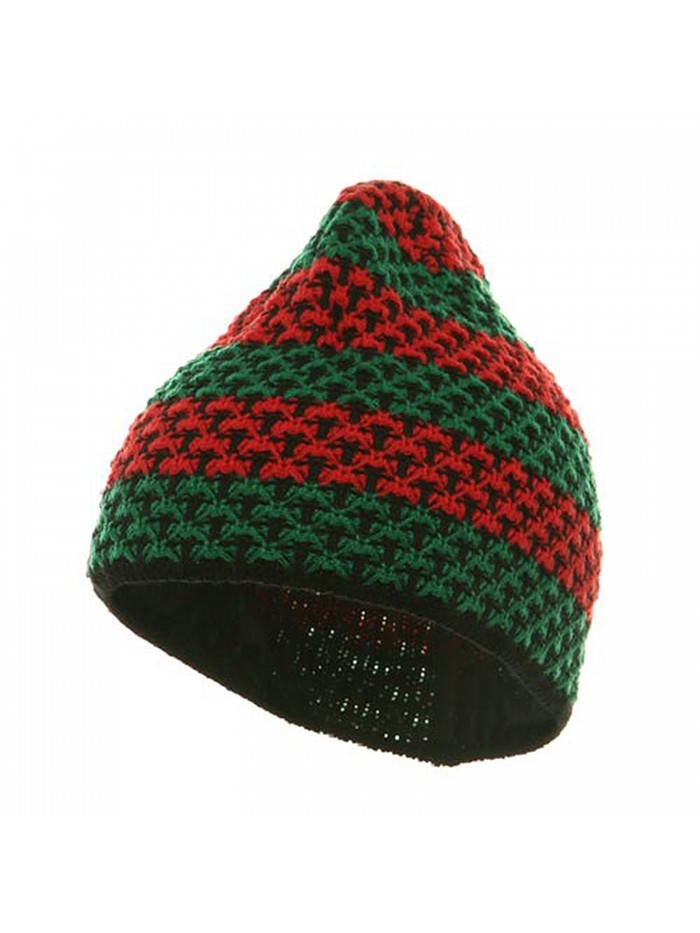 Hand Crocheted Beanie (03) - Green Red - C4111C6HU9R