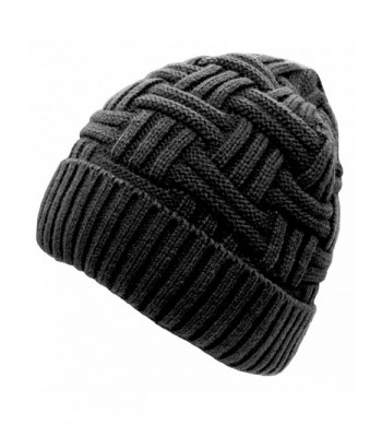Loritta Mens Winter Warm Knitting Hats Wool Baggy Slouchy Beanie Hat Skull Cap - Deep Grey - C912MFBJL0D
