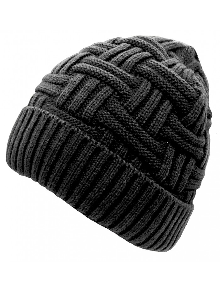 Loritta Mens Winter Warm Knitting Hats Wool Baggy Slouchy Beanie Hat Skull Cap - Deep Grey - C912MFBJL0D