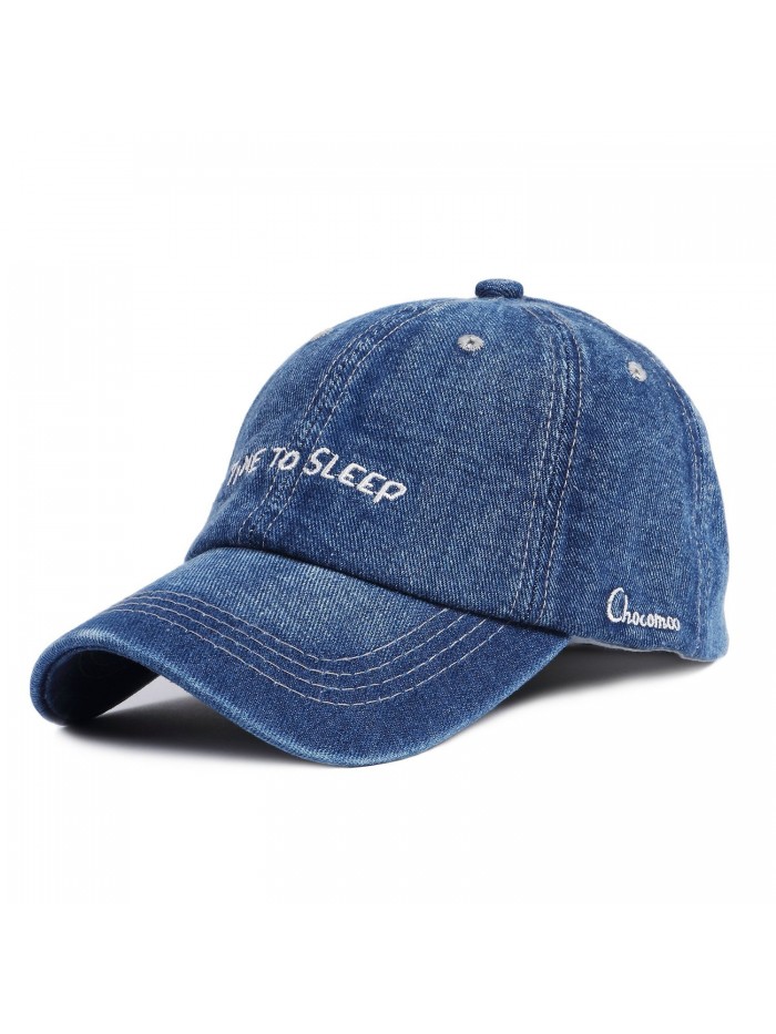Choomon Unisex Cotton Denim Baseball Cap Adjustable Strap Low Profile Plain Hats - Dark Blue - CH182EUL0RM