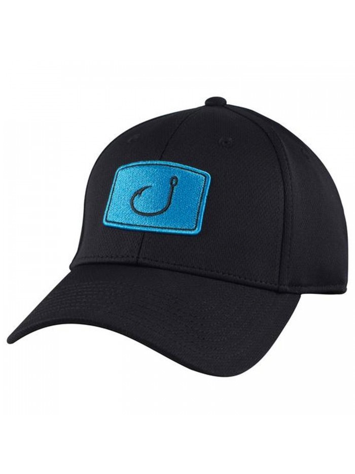 Avid Mens Iconic Fitted Fishing Hat - Black/Cyan - C612NZ410XE