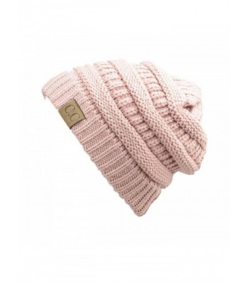 Trendy Warm Chunky Soft Stretch Cable Knit Slouchy Beanie Skully HAT20A (Light Pink) - CY128EW879D