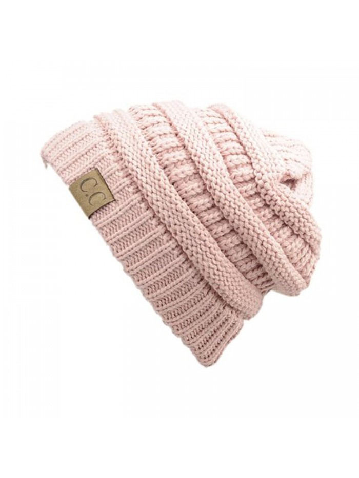 Trendy Warm Chunky Soft Stretch Cable Knit Slouchy Beanie Skully HAT20A (Light Pink) - CY128EW879D