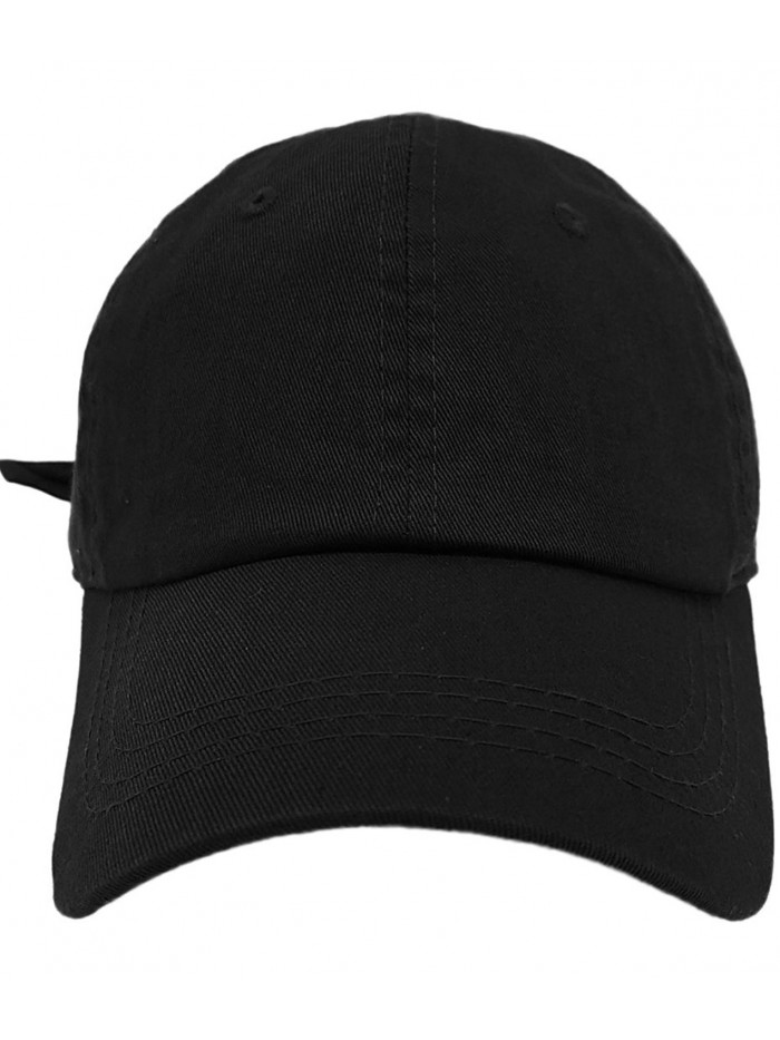 Classic Washed Cotton Baseball Dad Hat Cap Iron Buckle Strap - Black - CB187DSNYIH