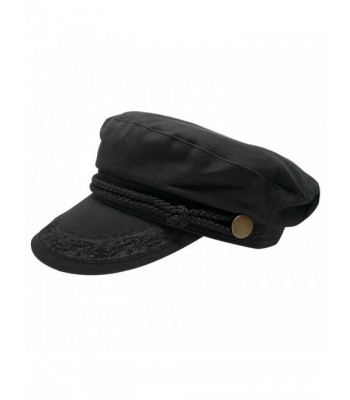 Men's Greek Fisherman Cotton Twill Hat - Black - Black - C5129ZP4VSJ