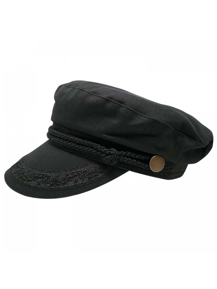 Men's Greek Fisherman Cotton Twill Hat - Black - Black - C5129ZP4VSJ