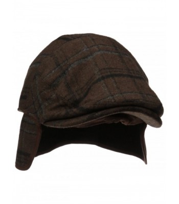 Henschel Men's Wool Blend Plaid IVY Hat With Earflaps - Brown - C911H4IN5YB