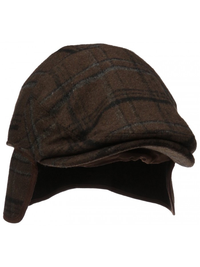 Henschel Men's Wool Blend Plaid IVY Hat With Earflaps - Brown - C911H4IN5YB