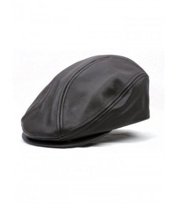 Men's Genuine Leather Ivy Cap Made in USA-Brown-S/M - CD11G65NQAF