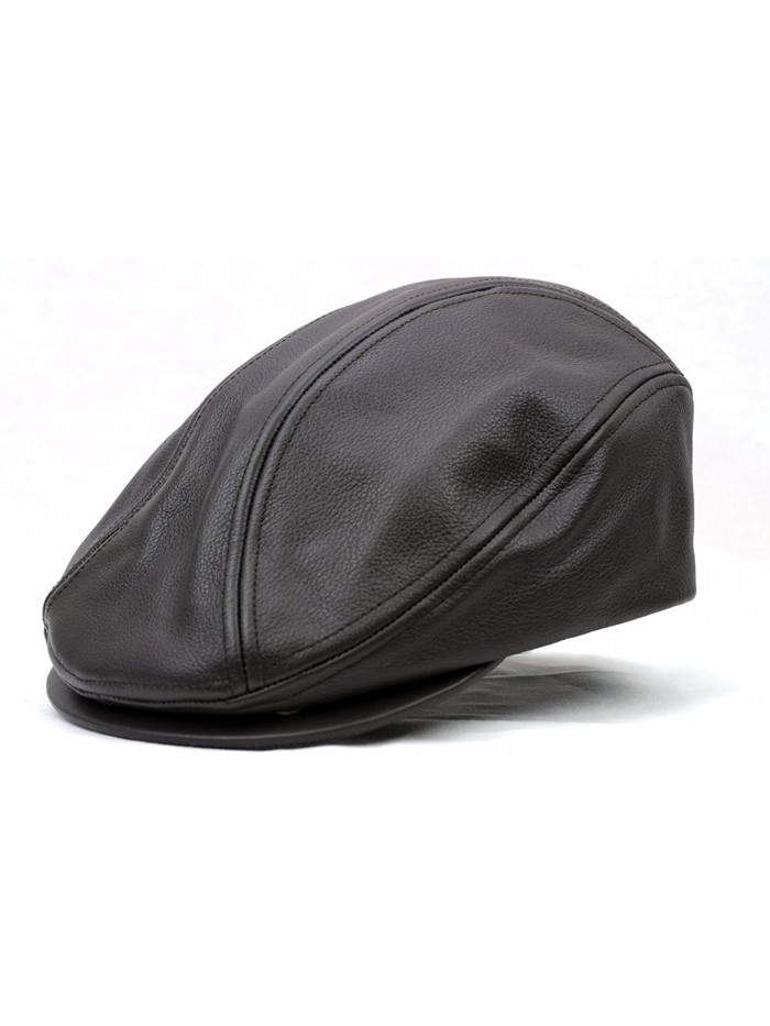 Men's Genuine Leather Ivy Cap Made in USA-Brown-S/M - CD11G65NQAF