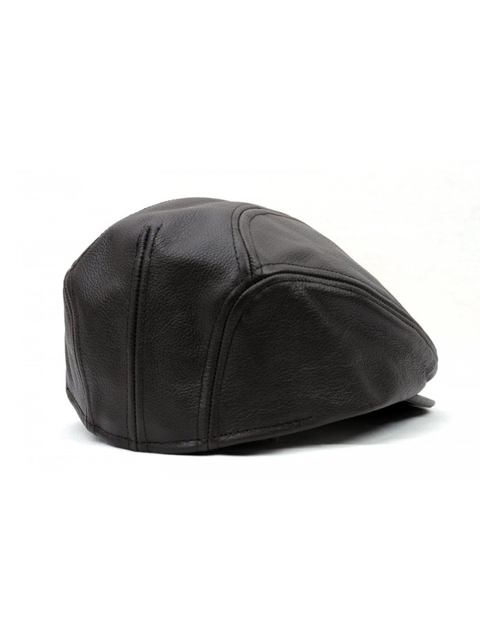Men's Genuine Leather Ivy Cap Made in USA-Brown-S/M - CD11G65NQAF
