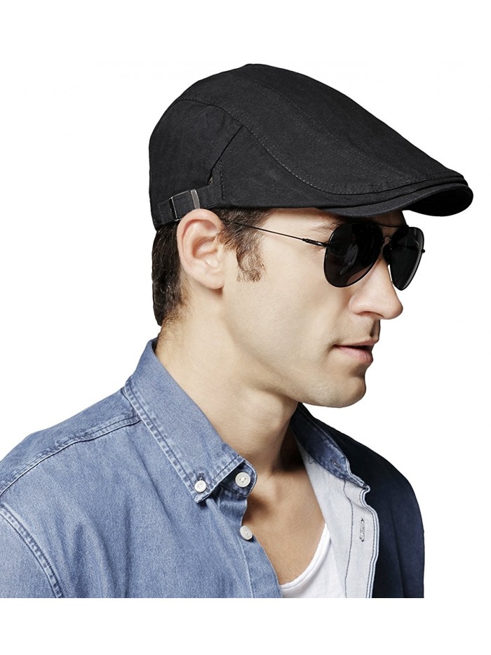 Bellady Women Mans Cotton Flat Cap Cabbie Hat newsboy Hunting Hat - Black Style 2 - CX187GMDWEA