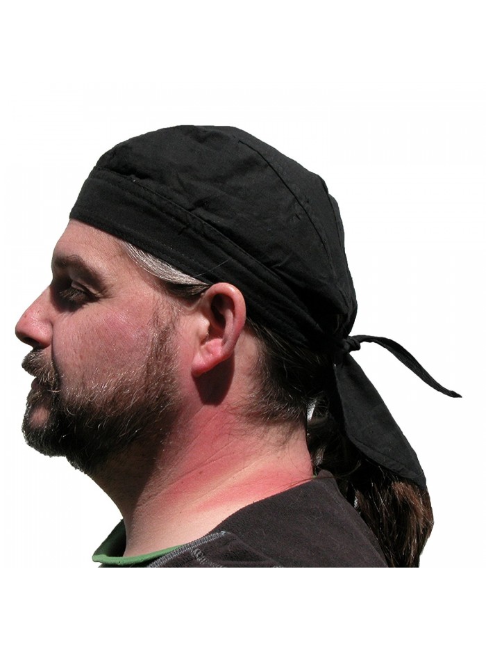 Cotton Premium Lined Solid Do Rag Bandana - Black - CJ11L37Z7IB