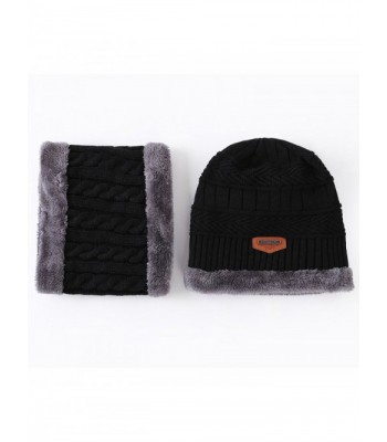 ocuS Winter Knit Hat Scarf Set Soft Thick Beanie Hat Warm Skull Cap For Men & Women - Black - CG188RT9UQ9