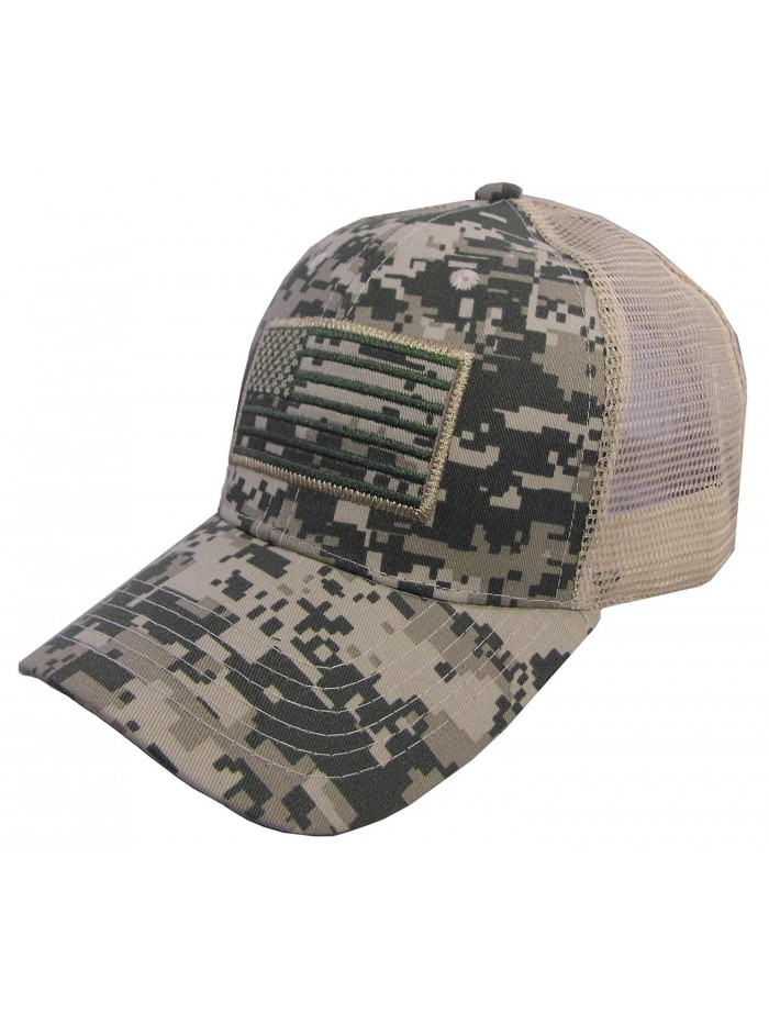 US American Flag Patch Tactical Style Mesh Trucker Baseball Cap Hat - Multicam - C912HUHS6FN