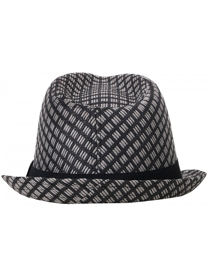Summer Beach Straw Fedora Hat w/ Solid Hat Band - Black - CX1804O6Z2M