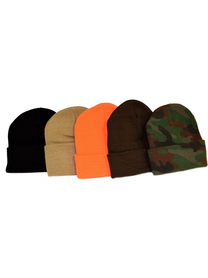 Holiday Deals! 5 Knit Beanies Khaki- Brown- Black- Orange- & Camo - CL115HB3ZL5